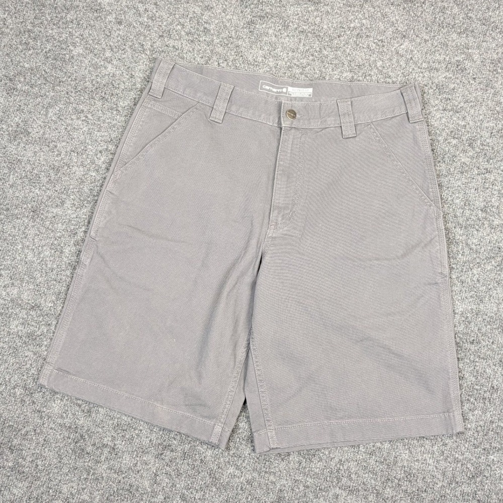 Carhartt Rugged Flex Relaxed Fit Canvas Durable Gray Cotton Work Shorts Mens 33